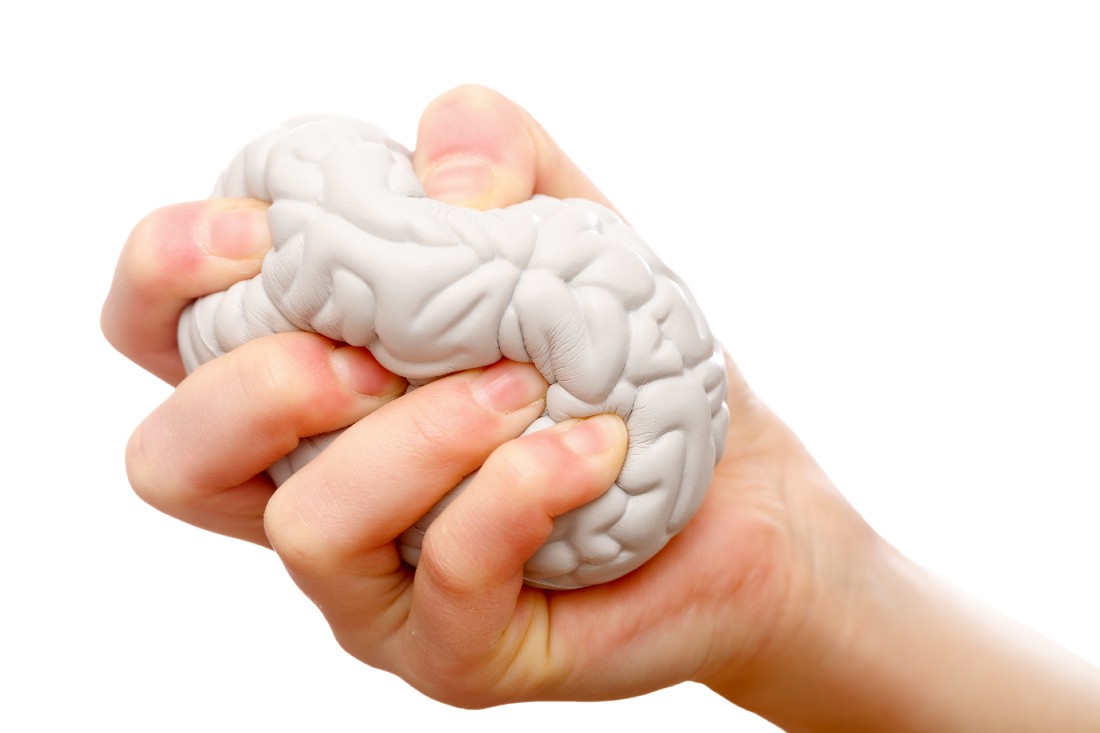 graphic of a stress ball shaped like a brain