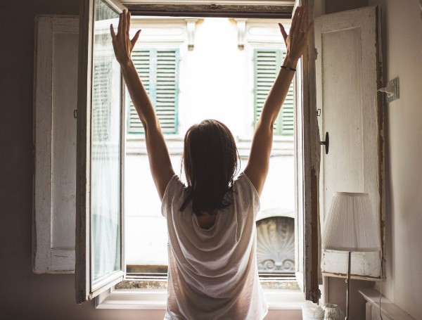 womain waking up feeling better