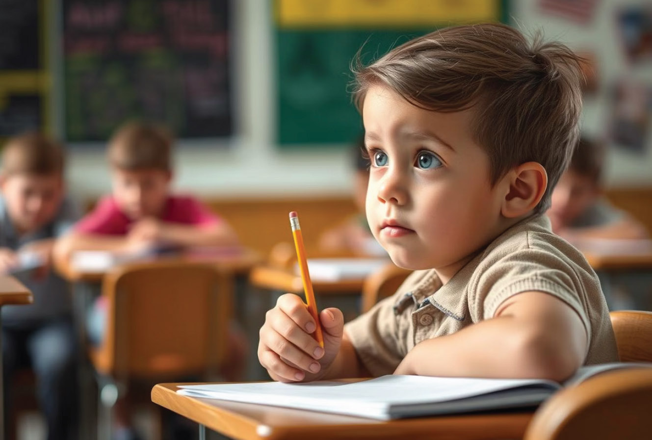 child showing symptoms of ADHD in class